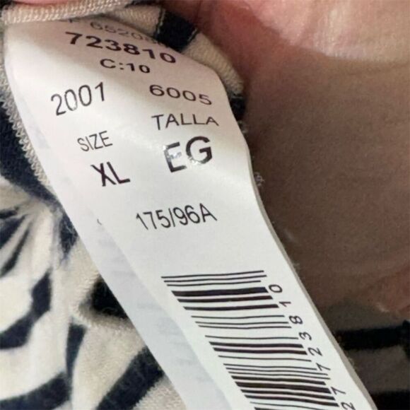 Y2K VTG MNG Black Stripe Puff Shoulder Tee XL Nautical French Clean Girl Sailor - Picture 9 of 11